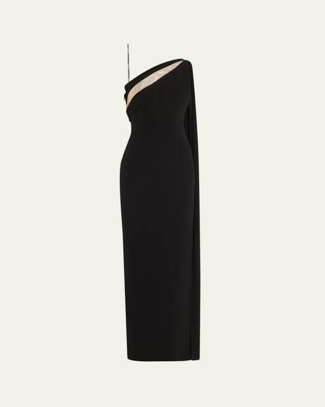 One-Shoulder Diamante Column Gown